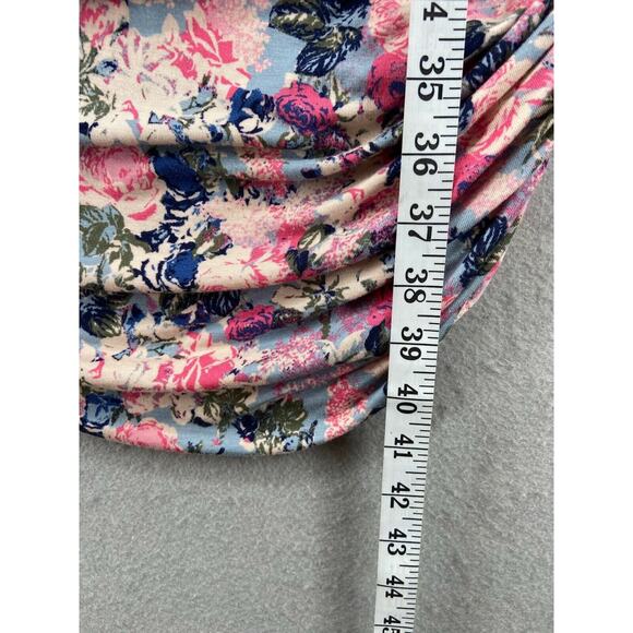 Motherhood Maternity Dress Women’s Sz XL Pink Blue‎ Floral Ruched Baby Shower - Picture 9 of 12